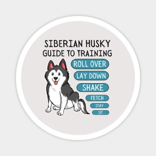 siberian husky guide to training-black and white husky dog Magnet